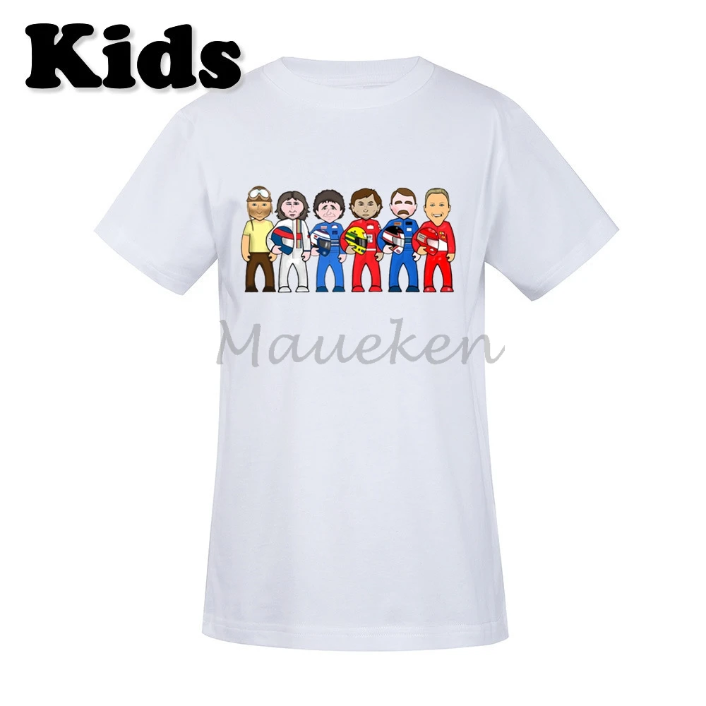 Детская футболка Juan Manuel Fangio Michael Schumacher Ayrton Senna Alain Prost Nigel Mansell для мальчиков и