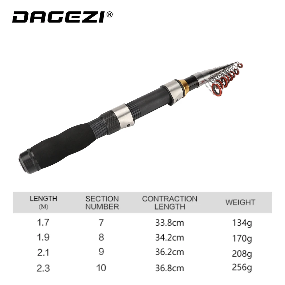 Короткая телескопическая рыболовная удочка DAGEZI из углеродного волокна 1 7 м 9 2 3
