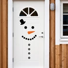 Настенная виниловая наклейка на дверь холодильника, Рождественский Декор, Рождественская Наклейка на стену, милый снеговик для праздничного украшения