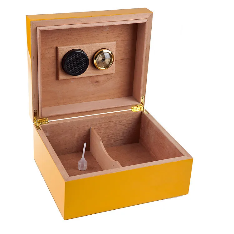 COHIBA роскошный классический черный глянцевый фортепиано отделка кедровое дерево для сигар Humidor красивая коробка для хранения с замком увлажнитель гигрометр