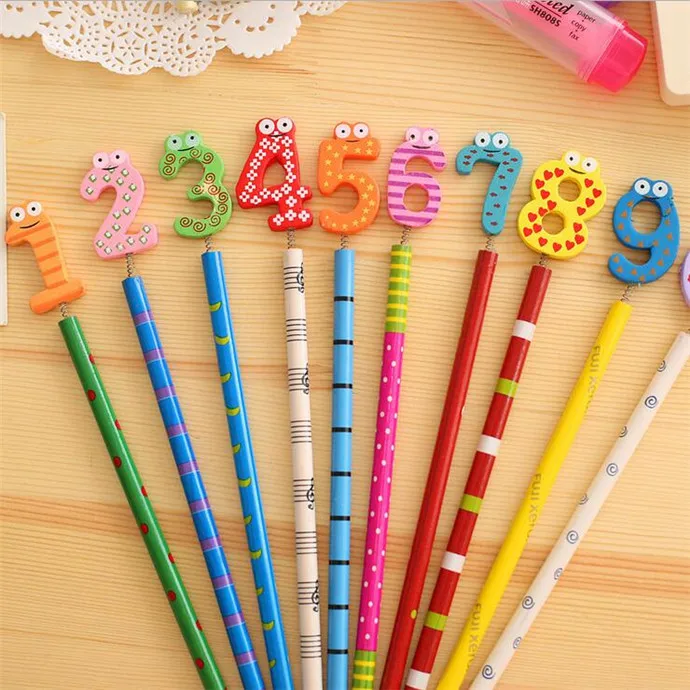 

40PCS/lot Kawaii Number design Wooden Pencils Office and Study Pencils nice gift prize Stationery Pencils Kids gifts Wholesale