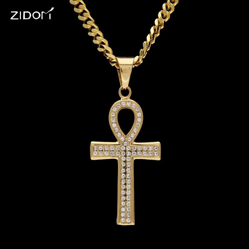 Нержавеющая сталь для мужчин хип хоп Египетский АНХ крест подвески 70 см длинные