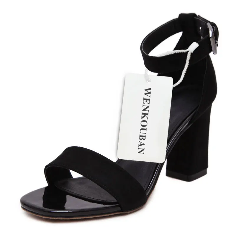 Женские босоножки на высоком каблуке летние квадратном с пряжкой женские