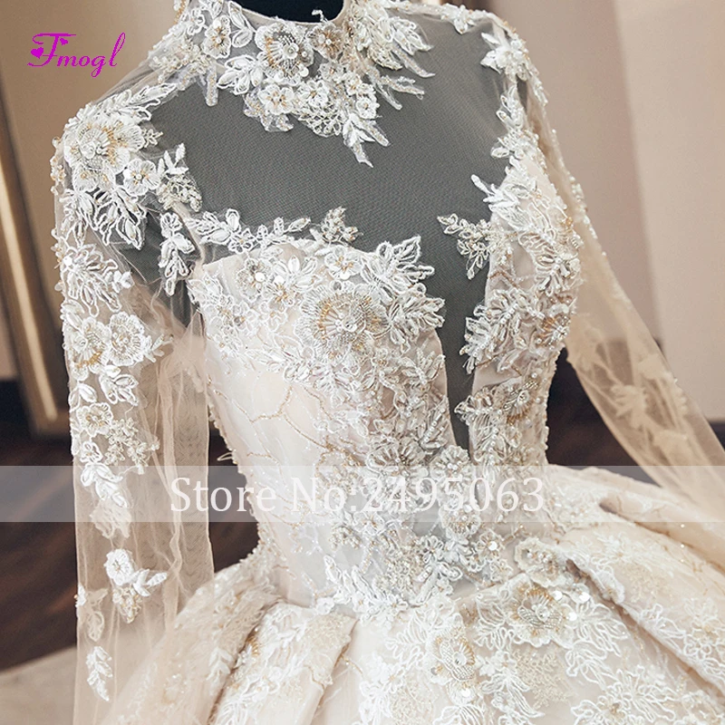 Vestido de Noiva аппликации двор поезд расшитый бисером А силуэта Свадебные платья 2019