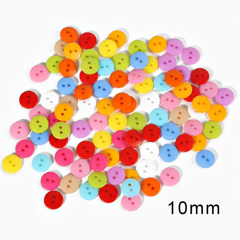 10mm 100pcs В переменного тока, 50-200 шт. Детские швейные пуговицы Пластик одежда инструменты 6/9/10/11/12/15/20 мм 2 круглых отверстия Форма случайный цвет одежды аксессуары - Цвет: 10mm 100pcs