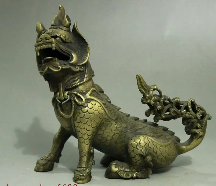 15 см Старый Китайский Фэншуй Kylin QiLin PiXiu Единорог статуя зверя фигурка|figurine metal|statue