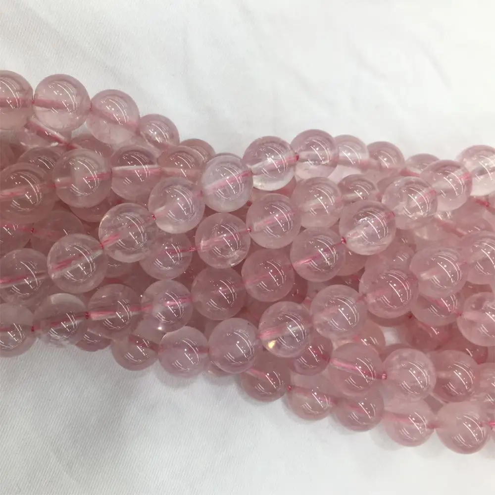 

Veemake Mozambique Rose Quartz Round DIY Necklace Bracelets Earrings Natural Crystal Loose Ball Beads For Jewelry Makin 06039
