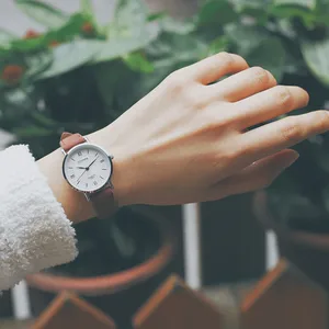 Часы наручные женские кварцевые в Корейском стиле, простые Роскошные брендовые винтажные с кожаным ремешком в стиле улззанг