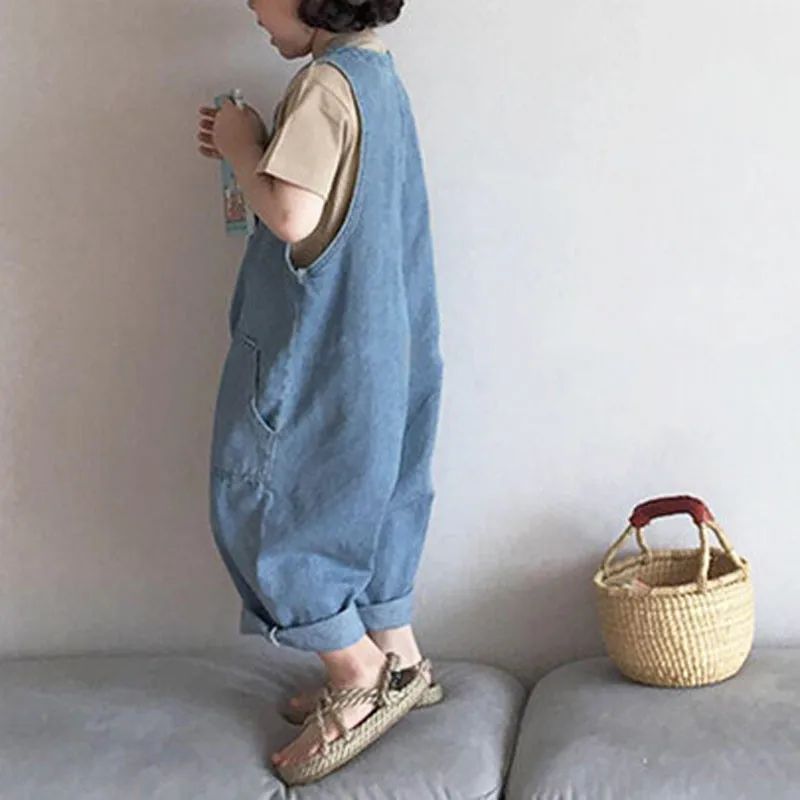 Одежда для матери и дочери реальные костюмы брюки Капри джинсовый комбинезон