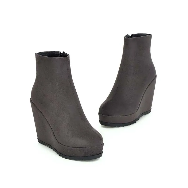 ENMAYLA New Women Boots High Quality Round Toe Ankle Fashion Heels Platform Autumn Winter Wedges for sale | Обувь