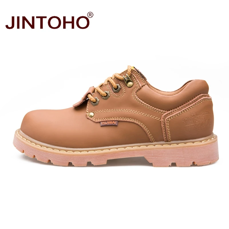 Повседневная мужская обувь JINTOHO из натуральной кожи брендовая безопасные