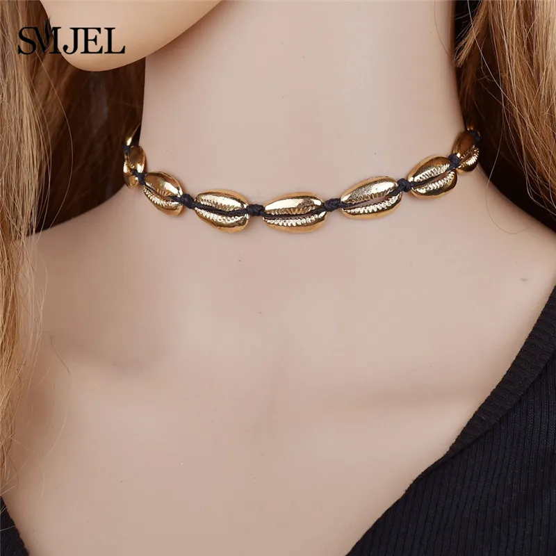NECKLACE 622 Ожерелье из натуральной белой веревки для женщин, модное богемное ожерелье с кулоном в виде раковины каури, колье, летнее пляжное ювелирное изделие - Окраска металла: NECKLACE 622