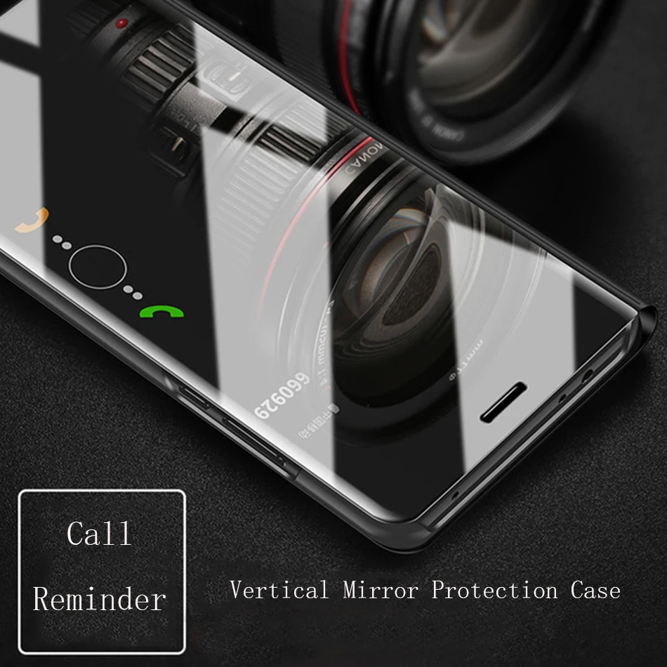 360 зеркальный флип-кейс для Samsung Galaxy S7 S8 Plus + стеклянный чехол задней панели