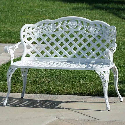 color 2 White Loveseats скамейки для патио Роза дизайн литой алюминиевый дом бассейн колода двора садовый стул в белом - Цвет: color 2 White