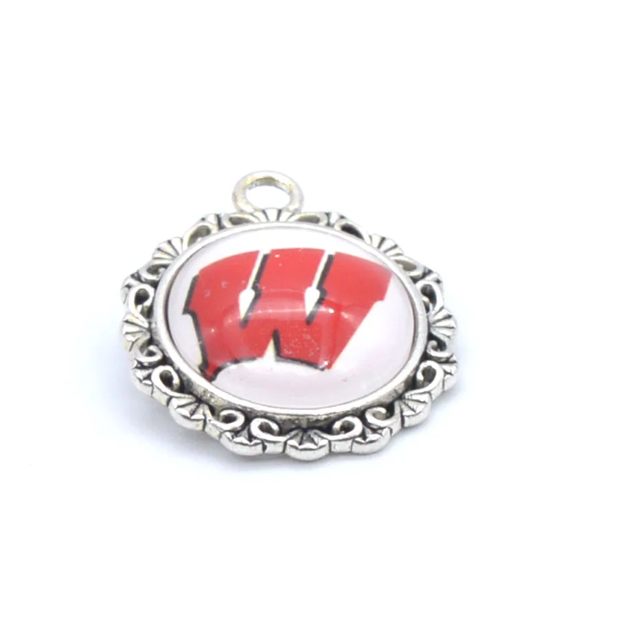 Посеребренный Подвесные аксессуары Wisconsin badgers Подвески Аксессуары для браслета ожерелье для женщин мужчин баскетбольные вентиляторы Paty Мода - Окраска металла: Посеребренный
