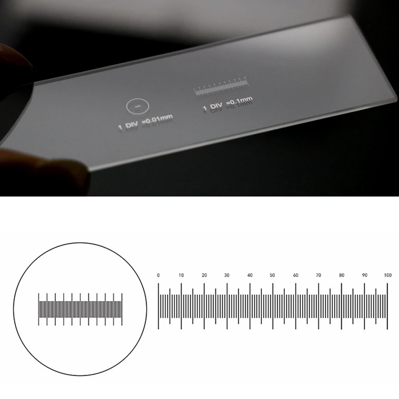 

916 DIV 0.01mm Microscope Reticle Division of the Graticule Calibrate Micrometer Microscope Accessory Calibration Slide
