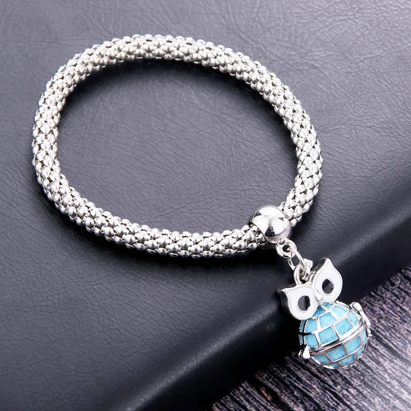 Elephant Цветок шар подвеска для ароматерапии браслет эфирное масло рассеивающий браслет серебряный шарм браслет попкорн цепь ювелирные изделия медальон - Окраска металла: Elephant
