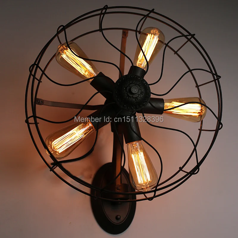 Винтажная настенная лампа Эдисона стиль вентилятора настенный светильник