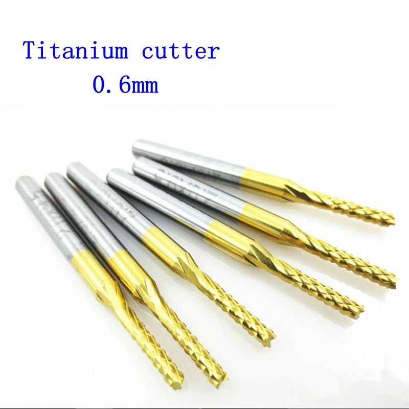 

10pcs 0.6mm High Qualtiy Tungsten Steel Titanium Coat Carbide Mill Engraving Bits Cnc Pcb Rotary Burrs Milling Cutter Drill Bit