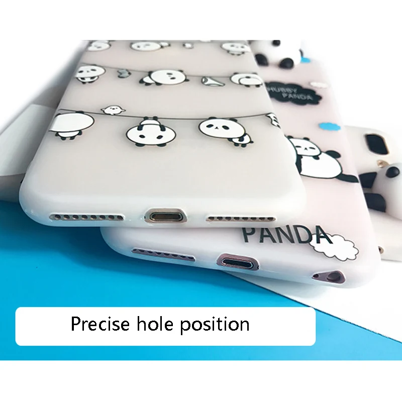 SHANSHUI Case For iPhone 6 6S 7 8 Plus X Silicone Soft TPU 3D Cute Panda Clouds Cartoon Letter Patterned Transparent Cover Coque |