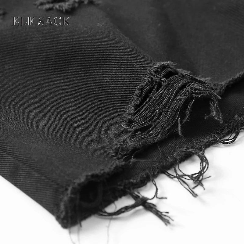 ELFSACK женские джинсовые шорты 3 цвета мини с дырками Короткие штаны-шаровары
