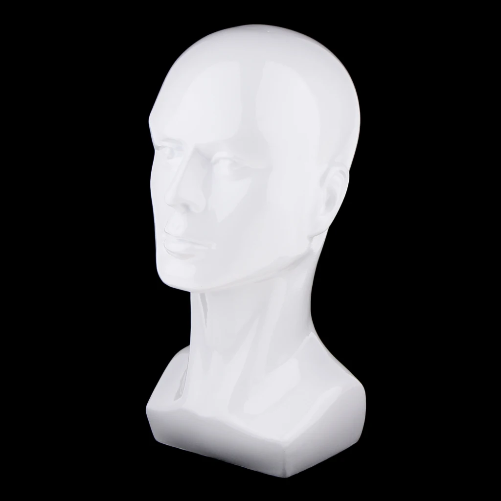 

Male Mannequin Head Hair Wigs Hat Cap Glasses Display Model Stand White