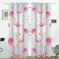 Flamingo Curtains Drapes Panels Darkening Blackout Grommet Room Divider for Patio Window Sliding Glass Door 55x84 Inches