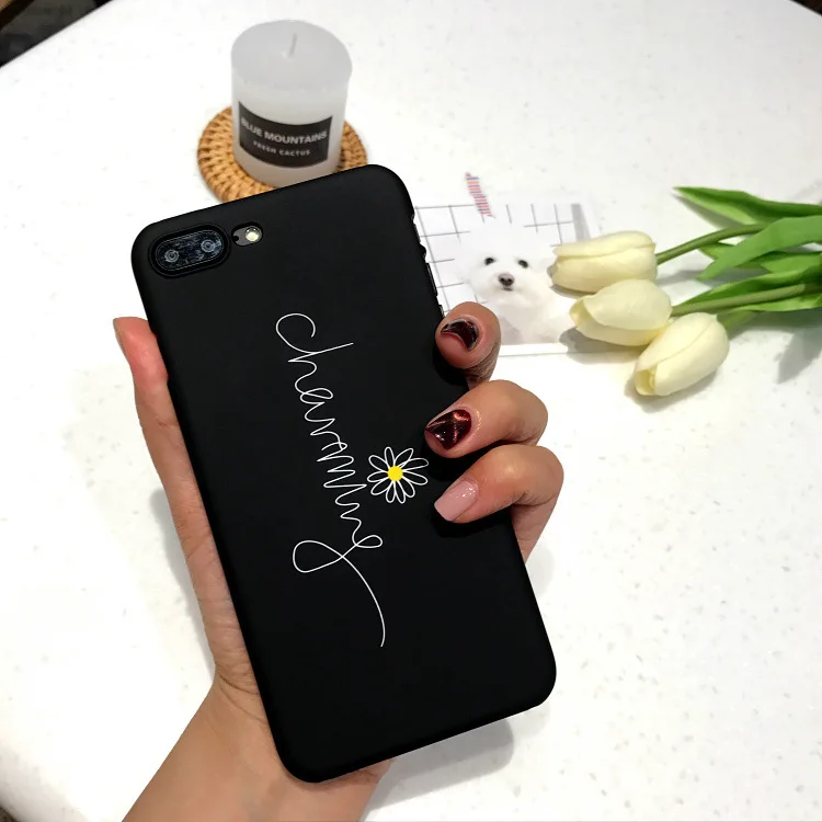 Простой Английский буквы Маленькая ромашка черный чехол для iPhone X XR XS Max 6 S 7 8 Plus