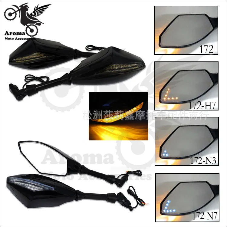 

black flasher 10MM unviersal part motorcycle rearview mirror with LEN moto side mirror turn signal light moto rear view mirrors
