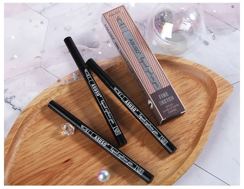 Waterproof Natural Fork Tip Eyebrow Tattoo Pen Eye Brow Tint Makeup Four Colors Pencil Brown Black Grey Brush | Красота и здоровье