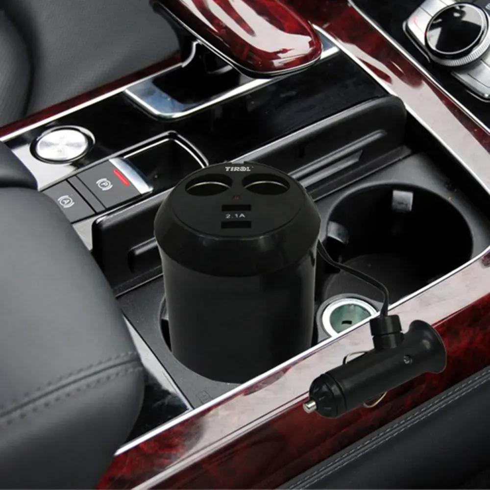 12/24 В Авто 2USB автомобиля Зарядное устройство сигареты 2 Way Твин USB Мощность Splitter