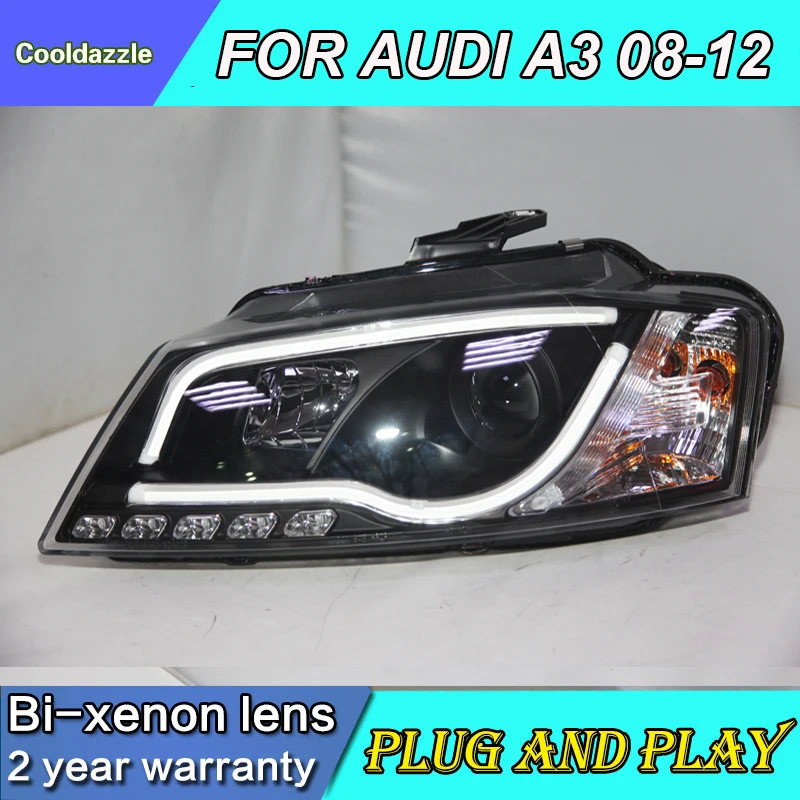 Для AUDI A3 светодиодный фары 2008 2009 2010 2011 2012 год передние фары с объектив проектора Габаритные огни фар
