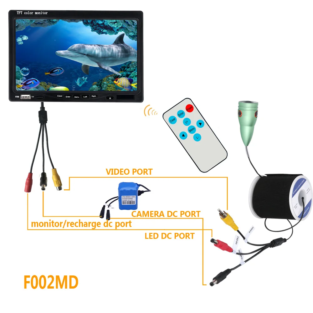 PDDHKK 7 ''дисплей 10 м 15 м 20 м DVR рекордер рыболокатор 1000TVL подводная камера 6 шт. белые светодиоды IP68 TF карта 4400 мАч батарея
