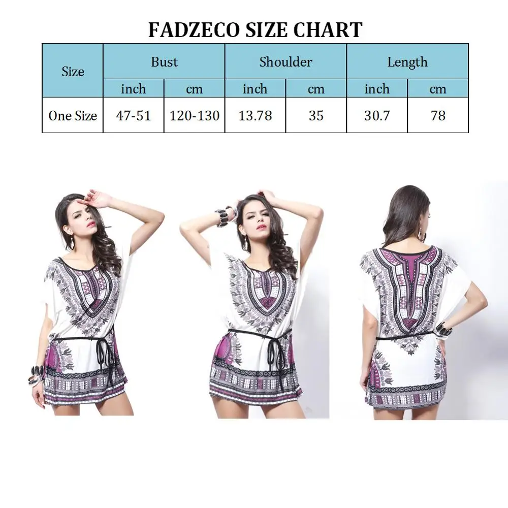 Fadzeco африканские платья для женщин летние рукава летучая мышь Дашики с