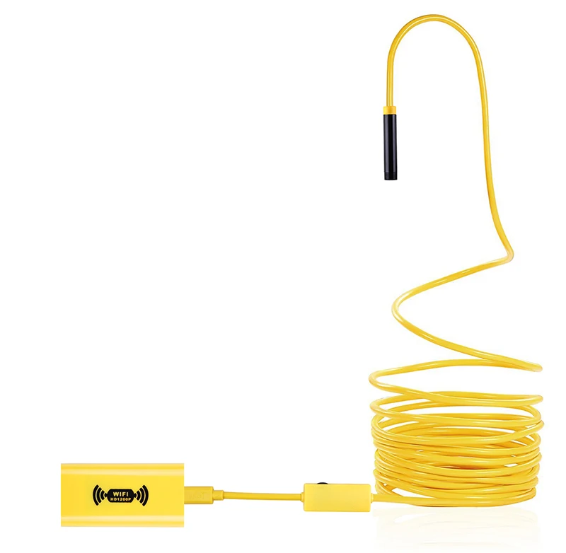 Yellow 8 мм 8LED 1200 P HD IP68 Водонепроницаемый WIFI эндоскоп Камера инспекции Жесткий линия Мини Endoscopio для Android Apple телефон Windows IOS - Цвет: Yellow