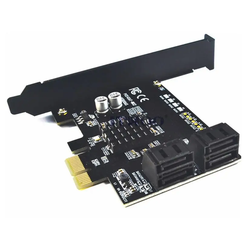 4 порта SATA 6 Гбит PCI Express контроллер карты PCI-e для SATA III адаптер/конвертер с теплоотвод плата адаптера расширения для ПК - Цвет: Серый