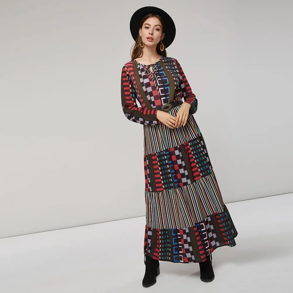 Bohoartist Boho классический принт Длинные платья Для женщин 2018 дамы Повседневное