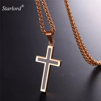 starlord cross necklacependant stainless steelrose gold color chain for men trendy christian cross chain gp952m