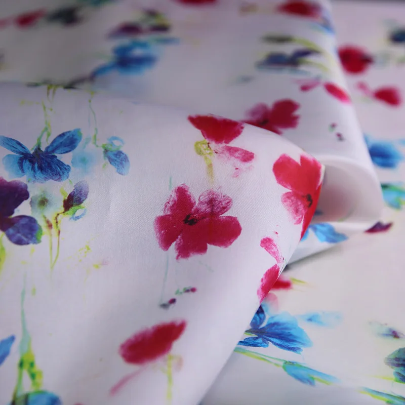 14 мм толщина цифровая струйная маленькая Цветочная печатная Ткань шелковая