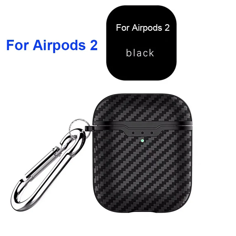Black For Airpods 2 Темно-зеленый мягкий чехол для наушников из ТПУ с узором из углеродного волокна для Airpods, ультратонкий противоударный чехол для наушников с Bluetooth, сумка для наушников Airpods - Цвет: Black For Airpods 2