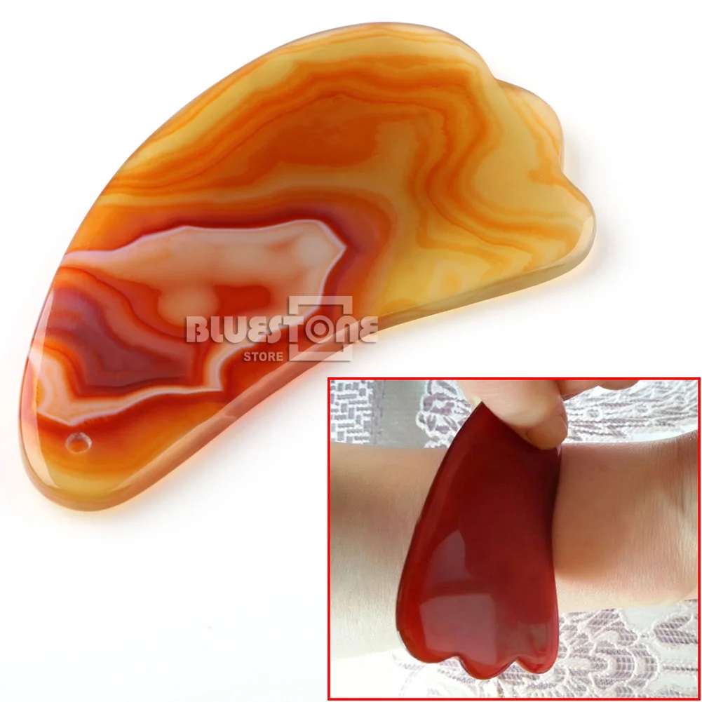 Натуральный агат гуаша Сердолик Gua Sha пластины Gua Sha Доска тело и инструмент для массажа лица иглоукалывание