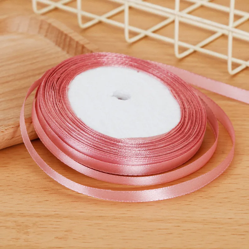 Bean paste 25 ярдов/рулон атласных лент Свадебные украшения для рождественской вечеринки ручной работы бант ленты для поделок Открытки Подарочные упаковочные принадлежности - Цвет: Bean paste