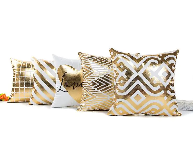 StripeHot Stamping gold mattress coverings Geometry polyester printed bohemian Life house Pillows cover decoration | Дом и сад