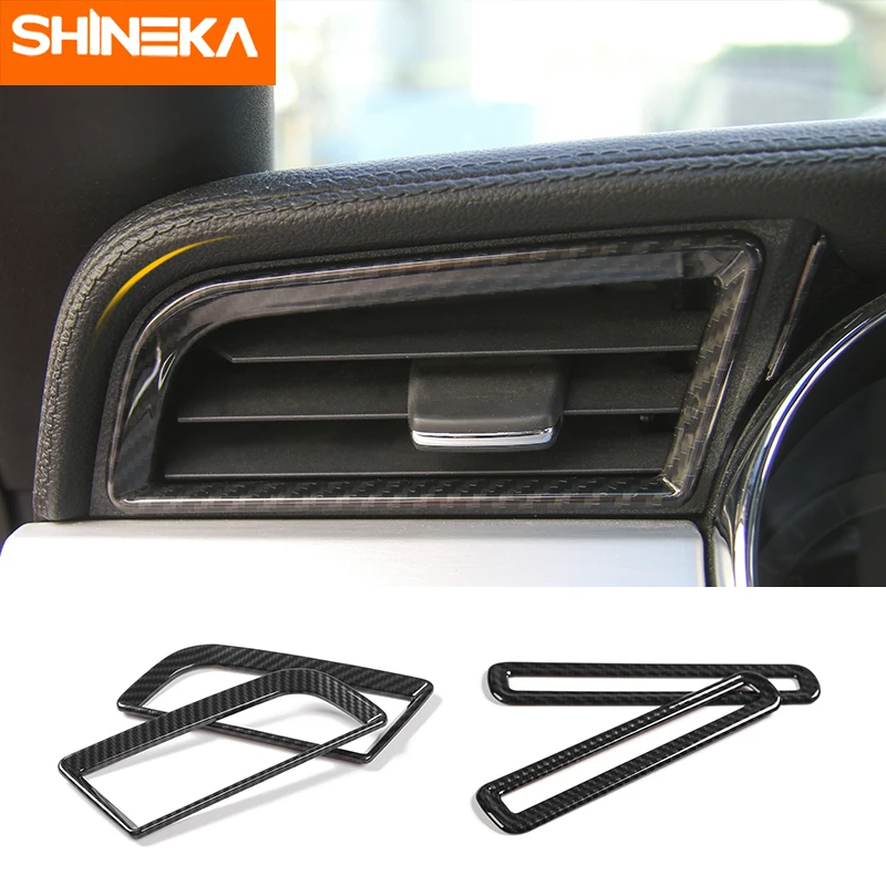 

SHINEKA Interior Moulding Carbon Fiber AC outlet for Ford Mustang Air Conditioner Outlet Door AC 2015 2016 2017 Auto Accessories