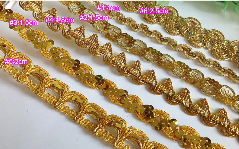 10 yard/lot 1-2.5cm width gold braid fabric embroidery tapes lace trim ribbon G33L477L180724D | Дом и сад