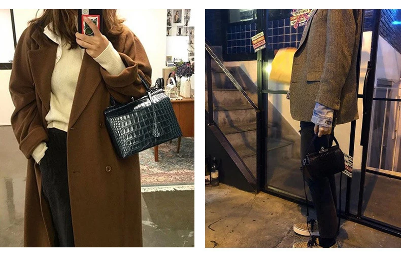 WITFOX sac femme новинка Женская сумка на плечо с клапаном специальный акриловый ремешок Аллигатор узор сумки для женщин натуральная кожа