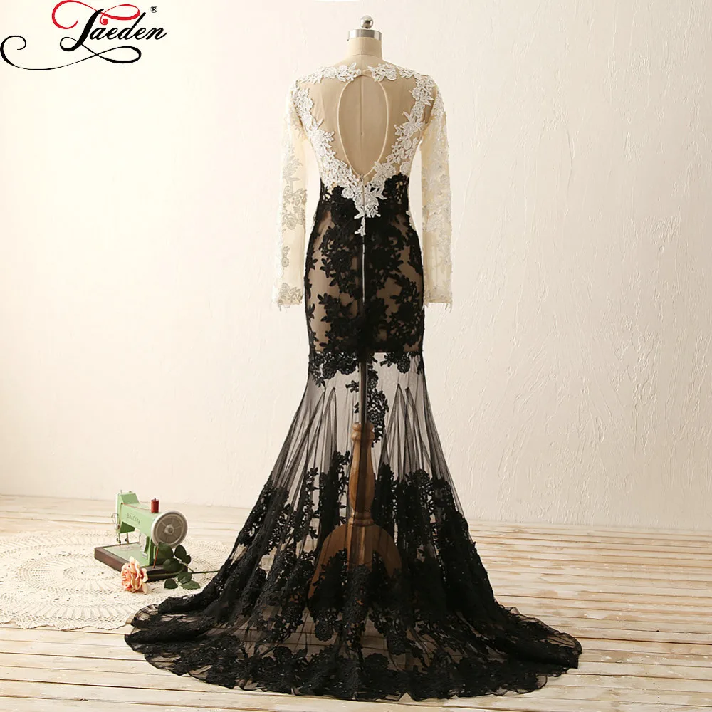 Jaeden Русалка Вечерние платья Кружева Аппликации с длинным рукавом Элегантный See