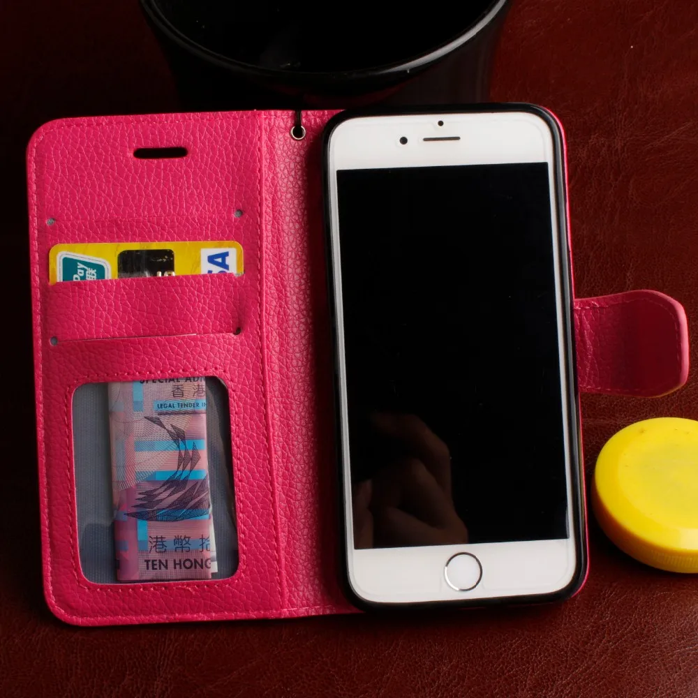 Litchi один черный Цвет кошелек кожаный флип принципиально чехол для iPhone 5 5S 5C 5SE 6 6S 6 Plus 6S плюс 7 7 Plus touch 5 6 крышка Капа