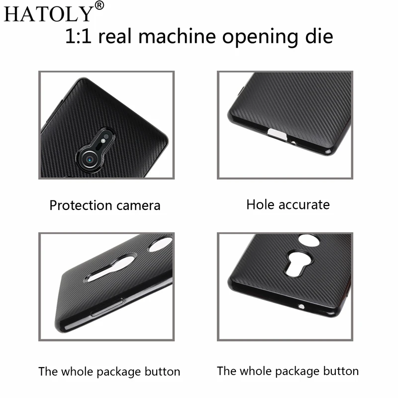 HATOLY For Fundas Sony Xperia XZ2 Case Ultra-thin Soft TPU Carbon Fiber Back Cover for H8216 H8266 H8296 |
