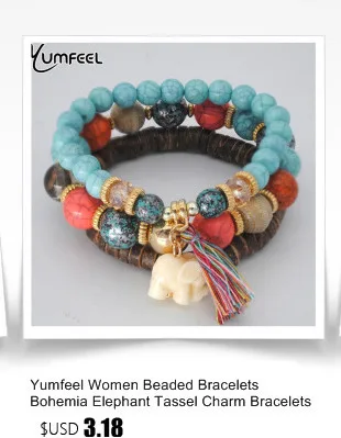 Yumfeel модные Очаровательные бусы Браслеты Для женщин богемные Винтаж перо диск бахромой и браслет комплект ювелирных изделий деревянные Слои с украшением в виде кристаллов